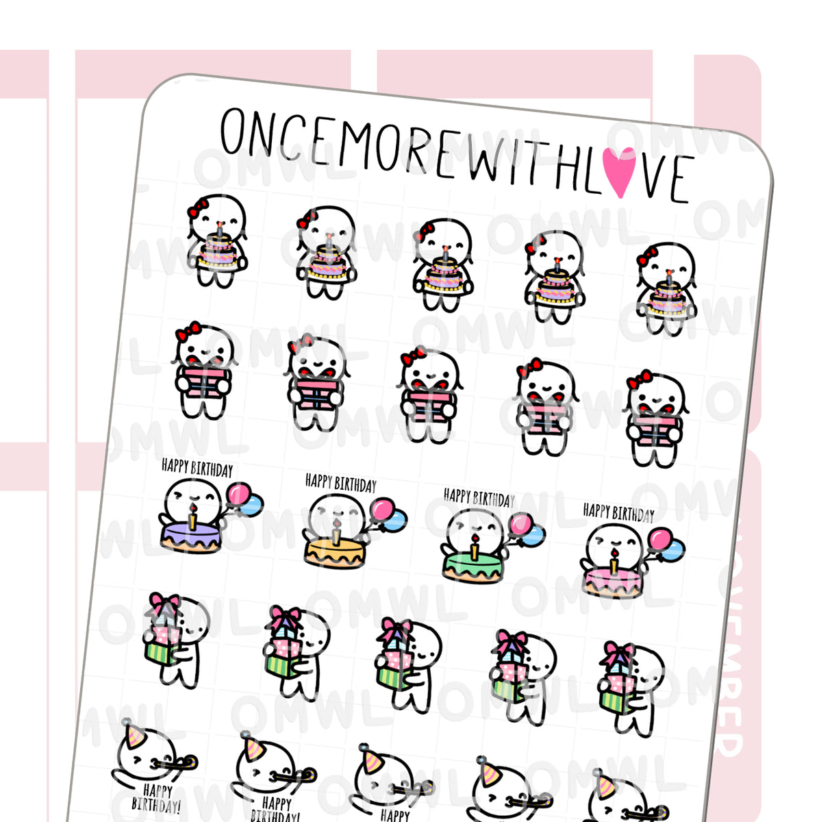 Happy Birthday Planner Stickers (S-201)